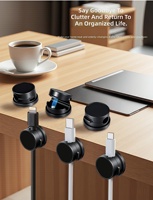 Organisateur de câbles portable magnétique détachable à base rotative à 360°, noir et blanc, 6 pièces/sac, support universel pour câbles pour cuisine et bureau
