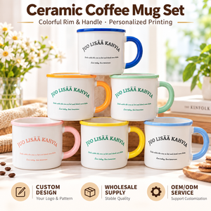 Tazza in Ceramica Personalizzata <span class=keywords><strong>con</strong></span> Design Retrò e Semplice per Colazione, Tazza da Caffè in Porcellana <span class=keywords><strong>con</strong></span> Logo Personalizzato - Product Image 1