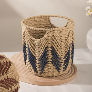 Cesta Tejida de Estilo Nórdico, Cesta de Almacenamiento Hecha a Mano, Azul y Roja, Forma Irregular, Ecológica, Decoración para el Hogar, Dormitorio, Habitación Infantil - Product Image 3