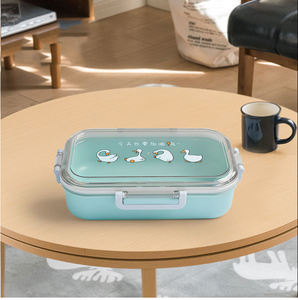 สิ่งจำเป็นในชีวิตประจำวันพิมพ์พลาสติกกล่องอาหารกลางวันนักเรียนสาวกล่องอาหารกลางวัน4ปุ่มเกาหลีกล่องเบนโตะ - Product Image 2
