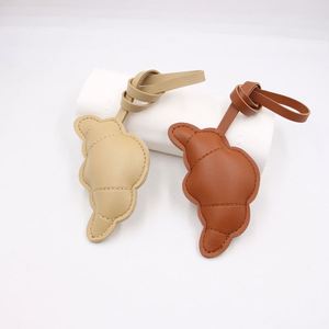 Designer Cute Toast Bread Pendant PU Leather Croissant Leather Bag Charm Luxury Keychain Accessories Hanging Decorations