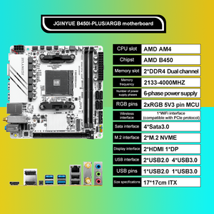 JGINYUE B450I-PLUS ARGB มินิไอทีเอ็กซ์เมนบอร์ดสำหรับเล่นเกมรองรับช่องสัญญาณคู่สำหรับซีพียู AM4 1000/2000/3000/4000/5000 ซีรีส์ DDR4 โมเธอ - Product Image 3