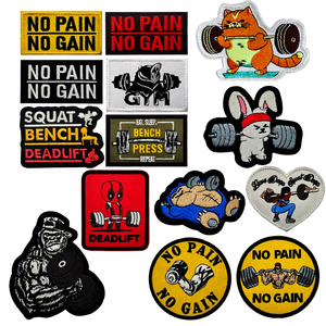 Parche de Morale Creativo de Tela Bordada con Diseño de Dibujos Animados para Gimnasio y Fitness, NO PAIN NO GAIN, con Gancho y Bucle, para Ropa, Gorras y Mochilas - Product Image 1