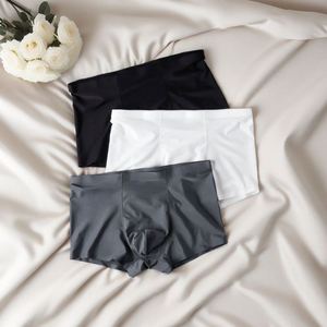Calzoncillos bóxer de punto de seda helada para hombre, de tiro medio, transpirables, ecológicos, antiestáticos, de secado rápido, finos y sin costuras para adultos. - Product Image 4