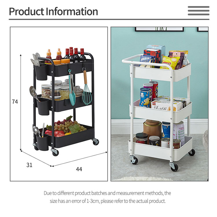 Bathroom Organizer Universal Wheel Metal Rolling Storage Cart For Kitchen