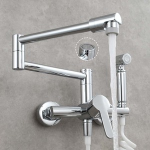 Robinet de <span class=keywords><strong>cuisine</strong></span> mural chaud/froid <span class=keywords><strong>avec</strong></span> <span class=keywords><strong>douchette</strong></span> pliable et extensible pour le lavage de la vaisselle - Product Image 1