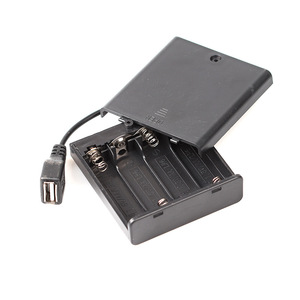 Support de batterie en plastique AA 4AAA 6V 4, avec interrupteur couvercle, fil de plomb, broches, <span class=keywords><strong>connecteur</strong></span> jst, prise USB <span class=keywords><strong>9v</strong></span>, courant continu - Product Image 3