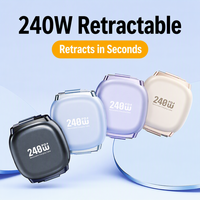 Câble de charge rapide rétractable Type-C 240W PD avec matériau tressé, longueur 1m, transfert de données 480 Mbps pour téléphone/tablette/ordinateur portable