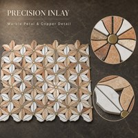 Mosaik Batu Alam Modern Buatan Tangan Bentuk Bunga untuk Latar Belakang Mural Parquet Waterknife dari Marmer untuk Hotel dan Vila