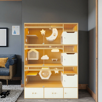 Maison pour chat en bois massif de qualité supérieure, villa de luxe pour chat avec cage en verre, enclos spacieux pour chat, mobilier pour chats d'intérieur