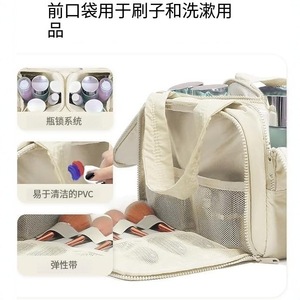 Cosmetic <b>Bag</b> <b>Large</b> Capacity Waterproof Polyester Rectangle <b>Toiletry</b> Organizer Everyday Use Off White - Product Image 5