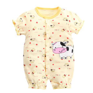 Verano nuevos pijamas de manga corta para bebé estilo casual con cierre de botón de patrón de dibujos animados - Product Image 1