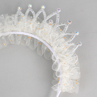 CN bandeau princesse en organza avec nœud scintillant et couronne en strass bandeau de fête pour filles accessoires de cheveux