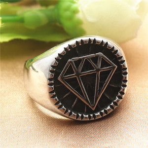 Men's <b>Titanium</b> Steel <b>Ring</b> Diamond Shape Geometric Retro Punk Style Silver Color Gift Jewelry - Product Image 1