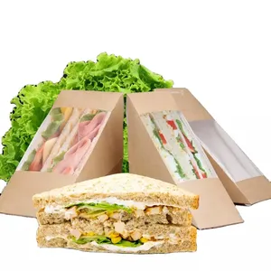 Customized Snack Packaging Sandwich Box Fast Food Bread Packaging Food Food Beverage Packaging Kraft Paper Or Coated Paper OEM
