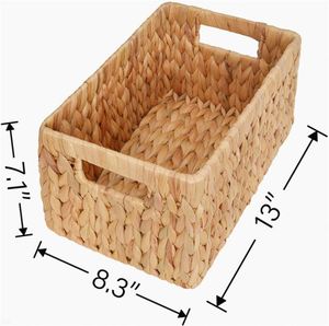 Cestas Cuadradas de Mimbre para Lavandería, Cestas Grandes Tejidas Africanas, Sin Regalo para Niños, Cubo de Mimbre con Tapa, Cesta de Jacinto de Agua - Product Image 6