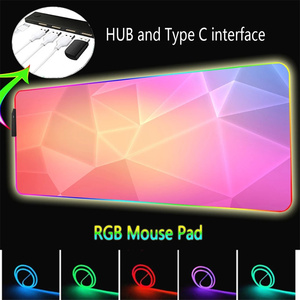 Chuột Pad LED Đèn nền HUB với 4 cổng USB Chuột chơi game Mat RGB màu sắc ánh sáng màu hồng cao su cổ màu thăng hoa 50 cái OEM/ODM - Product Image 2