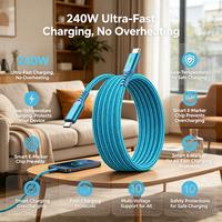 Câble de charge rapide USB-C vers USB-C 240W 6A 480Mbps en nylon tressé avec puce E-Marker pour iPhone 15 17 Pro Max, testé plus de 10 000 plis