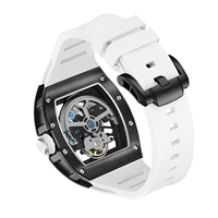 Montre mécanique automatique pour homme, étanche, avec bracelet en silicone, motif crâne squelette, faible MOQ