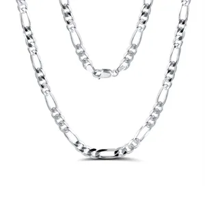 bijoux 925 italien Suppliers-Yrrtintin SC34 — collier en argent Sterling 925 pour homme et femme, chaîne à maillons Figaro découpés en diamant, De 5mm