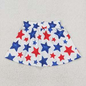 4th of July Kids Boutique Clothing Girls Patriotic Flag Printed <b>Elastic</b> Waist Girls Short <b>Skirt</b> - Product Image 6