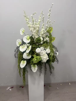 Vente en gros de centres de table en fleurs rose poudré, roses artificielles, boules de fleurs d'hortensia vertes pour la décoration de mariage et de fête