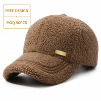 Casquette de baseball d'hiver WEINI personnalisée avec logo, en polaire camel, style Dad Cap, avec badge métallique doré, 6 panneaux, chaudes, pour sports de plein air, vente en gros