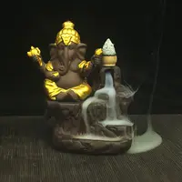 Geri akış tütsü brülör buhurdan tütsü konileri brülör tutucu Ganesha fil tanrı heykelcik ev Yoga stüdyosu dekorasyon