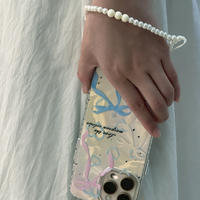 Nouvelle Coque de Téléphone Papillon avec Collier de Perles et Dragonne pour iPhone 17 Pro, Accessoire de Téléphone pour Femmes Compatible iPhone 16 15 14 13