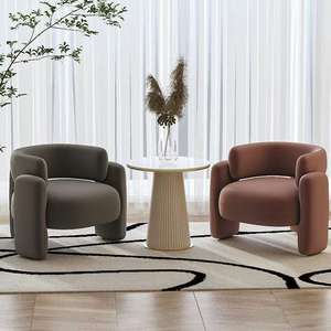 Ensemble de fauteuil lounge et de bureau d'accueil en cuir véritable, design moderne pour hôtel, salle à manger, chambre à coucher, salon - Product Image 2