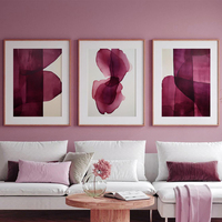 HAOWAI OEMODM 3pcs Cetakan Abstrak Boho Warna-warni, Seni Dinding 3 Panel Gaya Art Deco, Poster Seni Dekorasi Ruang Tamu Kamar Tidur yang Hangat