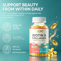 Biotine et Collagène 4000mcg Capsules pour la santé des cheveux, de la peau et des ongles, 120 unités