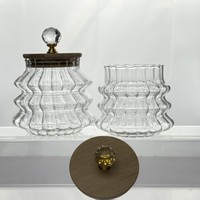 Nouvelle boîte de rangement pour arbre de Noël rayée avec couvercle en bambou rayé, récipient en verre borosilicate avec couvercle, boîte à thé hermétique