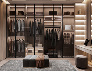 <span class=keywords><strong>Armoire</strong></span> de chambre à coucher moderne avec <span class=keywords><strong>porte</strong></span> en verre et cadre en aluminium, avec éclairage LED, dressing, organisateur de meubles, <span class=keywords><strong>armoire</strong></span>, vente chaude - Product Image 2