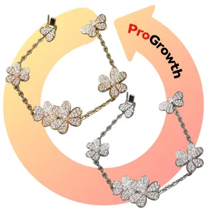 Flower Bracelet Full Zircon Clover Bracelet Fashion Jewelry Gold Plated Ins Clavicular Chain Silver Bracelets