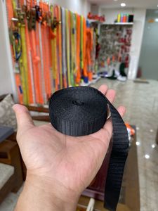 Polyester Webbing <b>Strap</b> 2.5cm Width <b>Black</b> 0.8 Ton Load Capacity Glossy Finish Heavy Duty Tie Down Lashing Belt for Cargo Packing - Product Image 3