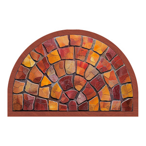 พรมเช็ดเท้ารูปครึ่งวงกลมลายปริศนา ผ้าโพลีเอสเตอร์กันลื่น สำหรับทางเข้าบ้าน - Product Image 5