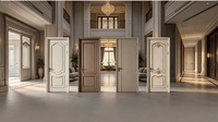 Porte intérieure moderne en polymère finition grain de bois, simple, silencieuse, pour chambre à coucher, isolation phonique, porte intérieure personnalisée pour hôtel, modèle uni
