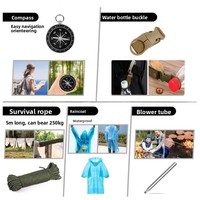 Kit de survie d'urgence sac à dos ensemble d'équipement extérieur avec lampe de poche de premiers soins pelle Multitool Paracord pour le camping