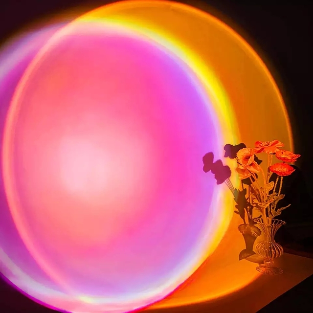 Nordic Ambient Smart Lighting 180 Degree Rotation Led Rainbow Sunset Projector Lamp Sunset Night Light rainbow 16 Colors Lamp