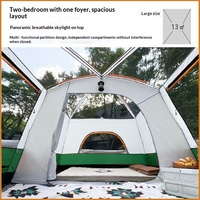Tente de camping extérieure robuste à deux chambres et un salon, résistante au soleil et imperméable, pour toutes les saisons