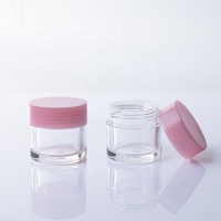 Mini pot en plastique transparent à paroi côtelée mate avec couvercle à vis, 20g, vide, pour échantillons cosmétiques (crème pour les yeux, masque, baume)