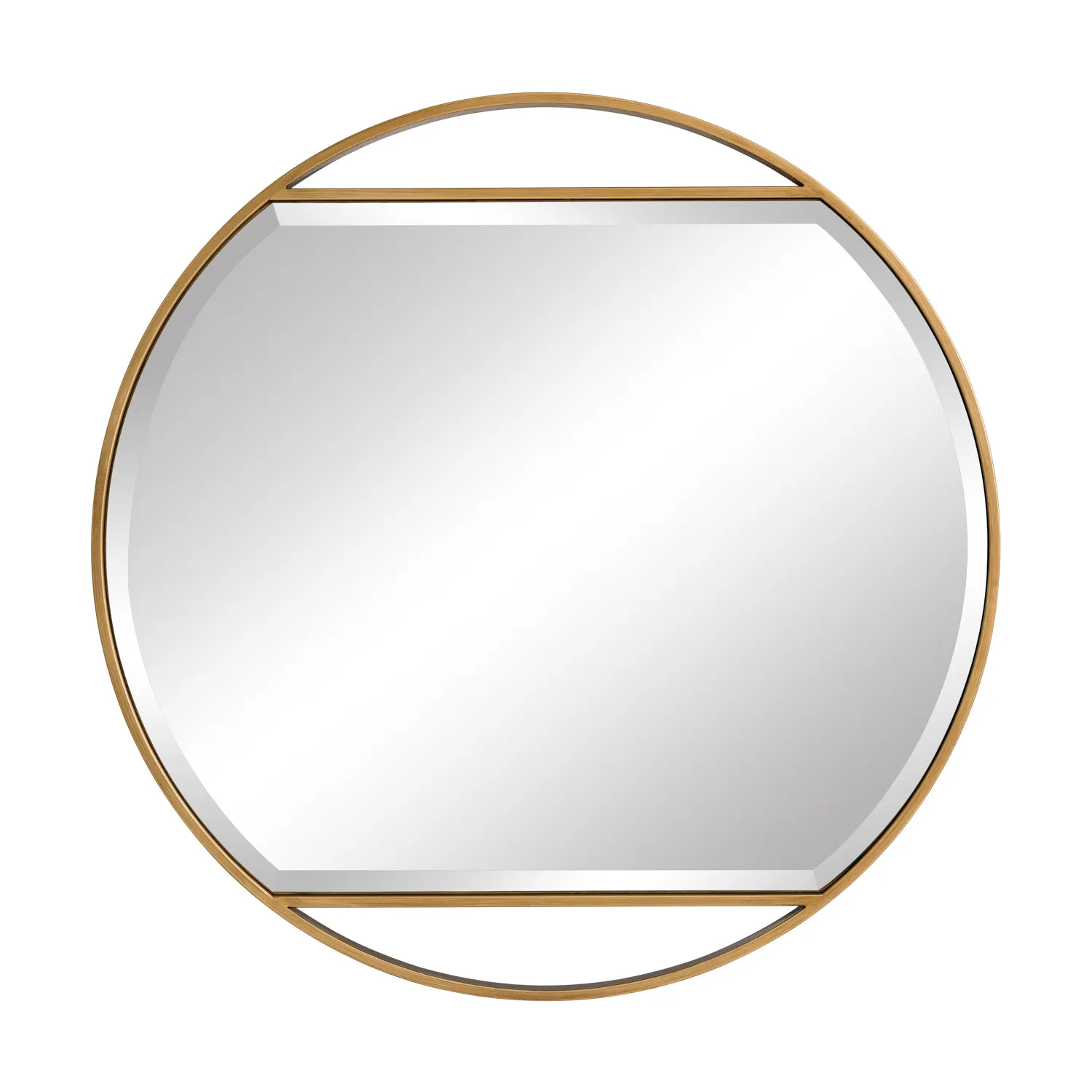 White Space Special Round design beveled Mirror, Circle Bathroom Mirror, Metal Frame Vanity Mirror