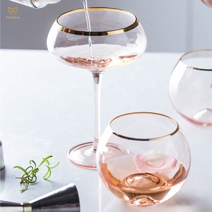 Juego de vasos de cristal de boda de lujo de color rosa y borde dorado Coupe Glass, champán, Martini y cóctel, postre y vasos para beber - Product Image 2