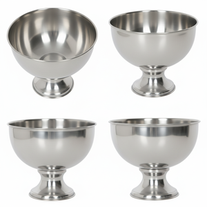 Bol décoratif en argent de luxe sur piédestal, plat de service pour fruits, centre de table élégant en métal pour mariage, décoration de table à domicile, fait main - Product Image 4