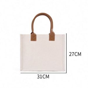 Bolsa de Lona Cuadrada de Alta Calidad para Mujer, con Logotipo Personalizado, Bolsa de Compras de Lona de Algodón Laminada con Asa de PU - Product Image 4