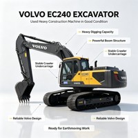 Excavatrice sur chenilles Volvo EC240 d'occasion, 24 tonnes, hydraulique, en bon état pour l'exploitation minière, avec moteur d'origine en stock