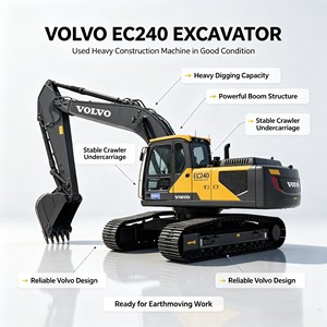 รถขุดตีนตะขาบ Volvo EC240 มือสอง ขนาด 24 ตัน ระบบไฮดรอลิก สภาพดี เหมาะสำหรับงานขุดเหมือง พร้อมเครื่องยนต์เดิม มีสินค้าในสต็อก - Product Image 1