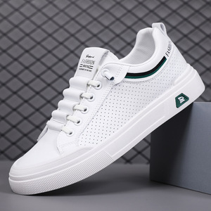 Nouvelles baskets décontractées blanches pour hommes Printemps 2026, respirantes, avec tige en microfibre et semelle intermédiaire épaisse en EVA, style skateboard, confortables et respirantes - Product Image 3