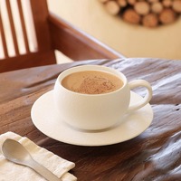 Tasse à café et soucoupe en porcelaine céramique de haute qualité, design texture rocheuse champêtre, résistante à la chaleur, durable, 280 ml, pour usage professionnel